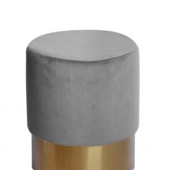 Polsterhocker NANO - grau - mit Edelstahlfuß