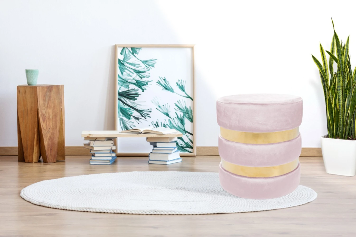 Polsterhocker NOVALIE - rosa-gold - Ø 37 cm 2 Polsterhocker NOVALIE - rosa-gold - Ø 37 cm – Bild 2