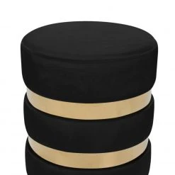 Polsterhocker NOVALIE - schwarz-gold - Ø 37 cm