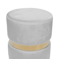 Polsterhocker NOVALIE - grau-gold - Ø 37 cm