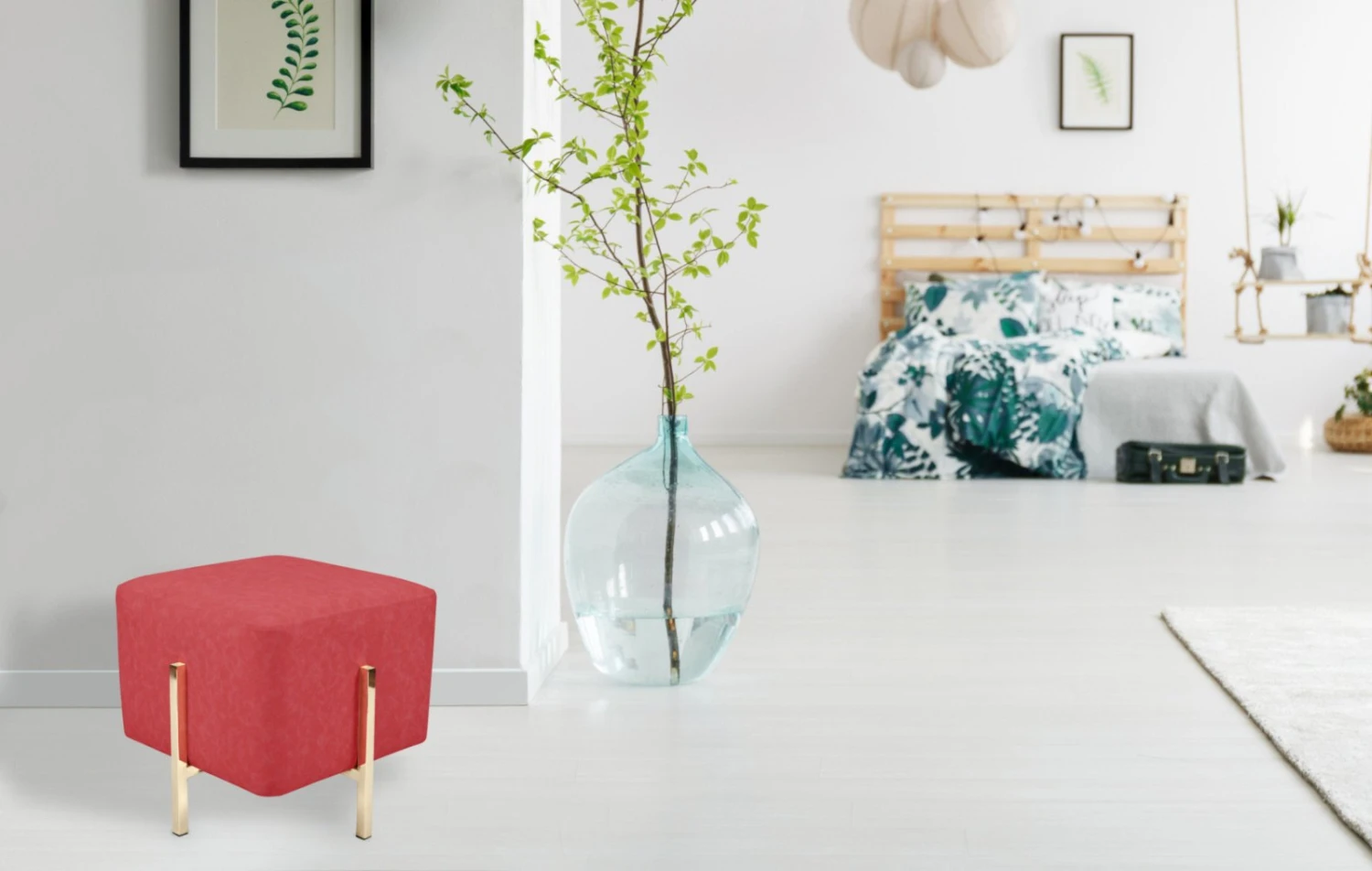 Hocker LIZIA - rot-gold - Metallgestell 2 Hocker LIZIA - rot-gold - Metallgestell – Bild 2