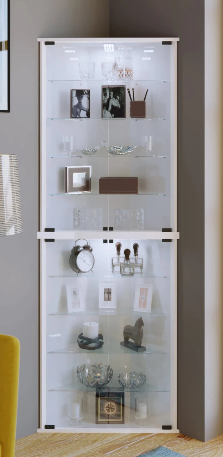 Eckvitrine VECKO MAXI - weiß - 176 cm hoch 2 Eckvitrine VECKO MAXI - weiß - 176 cm hoch – Bild 2