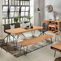 Esstisch - Akazie massiv - Metall - 180x80 cm -Esszimmer Verkaufsgeschäft 9003543900 04 1600Wx1600H