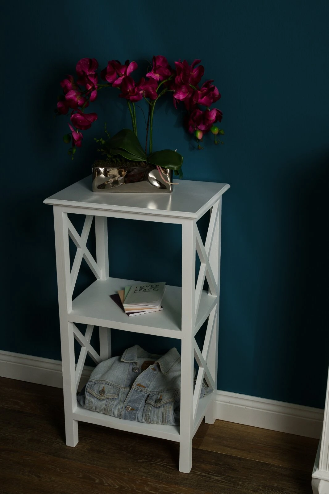 Regal - weiß - mit 3 Ablagen 4 Regal - weiß - mit 3 Ablagen – Bild 4