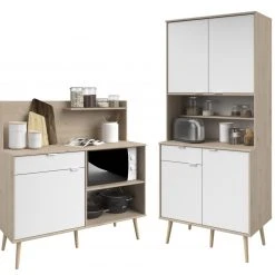 2er-Set Küchenbuffet OLGA 1 - Eiche Jackson-weiß - Holz