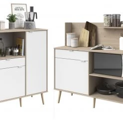 2-teiliges Buffet-Set OLGA - Eiche Jackson-weiße Fronten - Holz