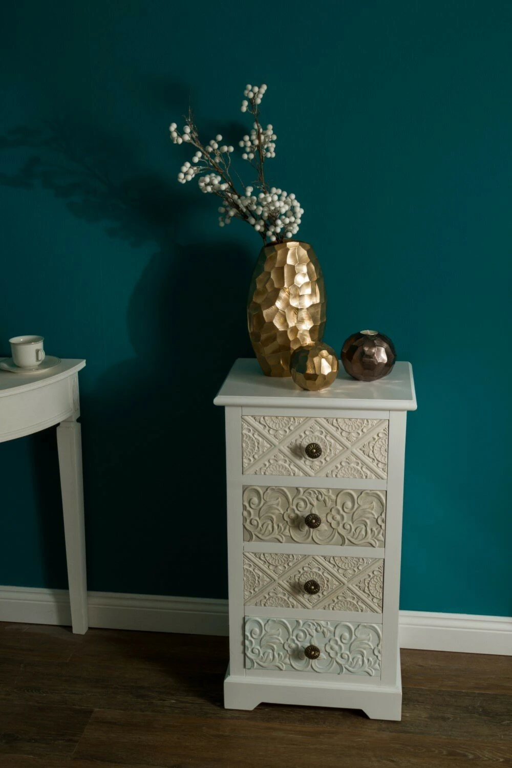 Kommode INEZ - weiß - mit 4 Schubladen 3 Kommode INEZ - weiß - mit 4 Schubladen – Bild 3