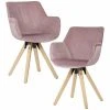 2er-Set Esszimmerstühle - rosa - Hevea massiv - Samt