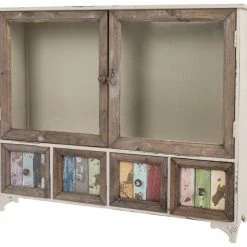 Wandablage VILLE - weiß-braun-bunt - mit 4 Schubladen -Esszimmer Verkaufsgeschäft 9003947000 02 1600Wx1600H