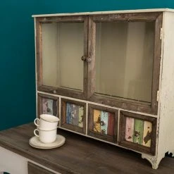 Wandablage VILLE - weiß-braun-bunt - mit 4 Schubladen -Esszimmer Verkaufsgeschäft 9003947000 04 1600Wx1600H