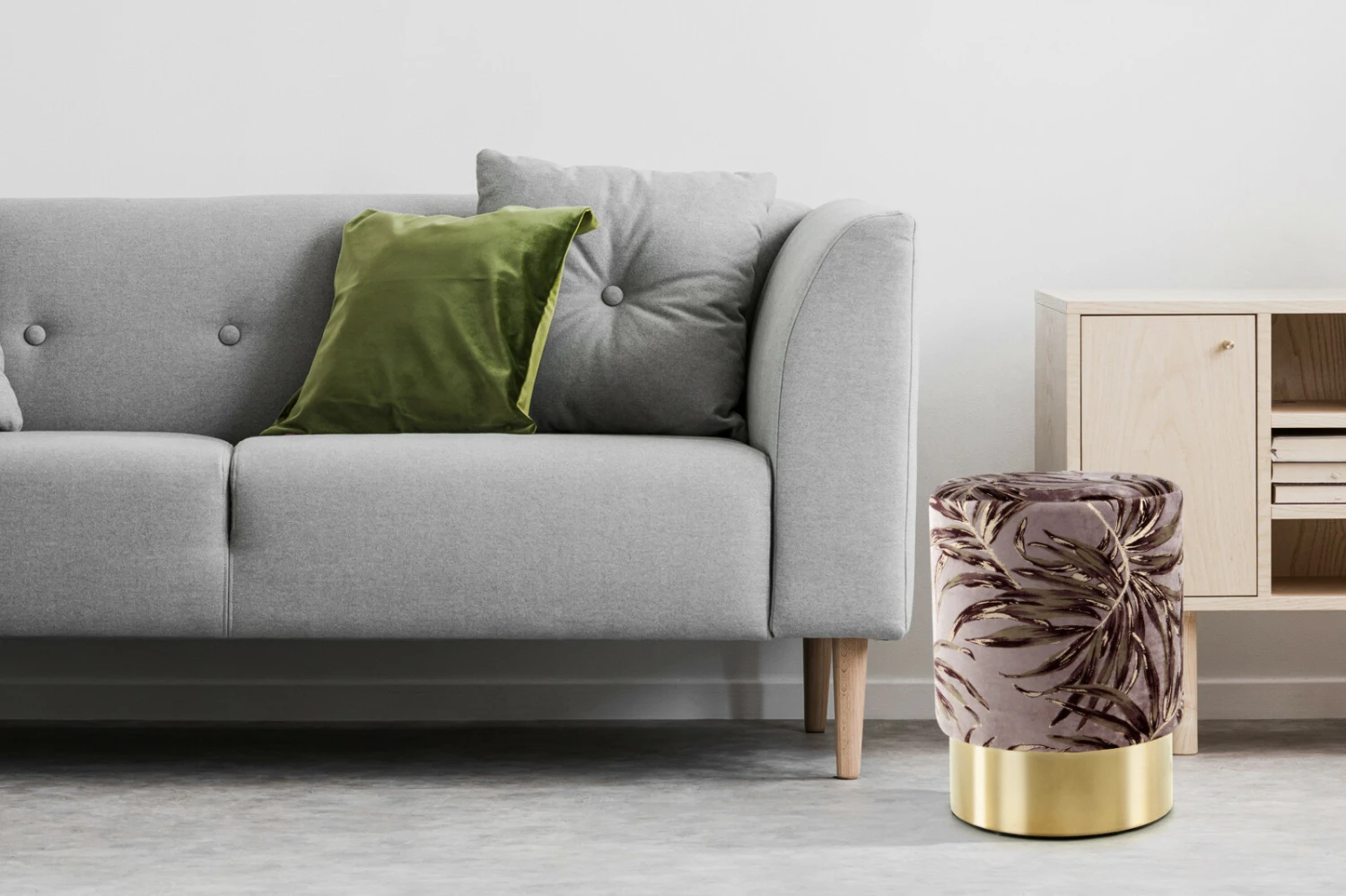 Polsterhocker GIPSY 225 - bordeaux-goldfarben - Leafs - Samt 2 Polsterhocker GIPSY 225 - bordeaux-goldfarben - Leafs - Samt – Bild 2