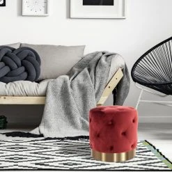 Polsterhocker PIANO - bordeaux-gold - mit Edelstahlfuß -Esszimmer Verkaufsgeschäft 9003986000 02 1600Wx1600H