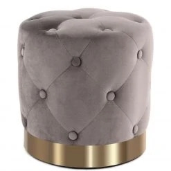 Polsterhocker PIANO - grau-gold gesteppt - Ø 40 cm