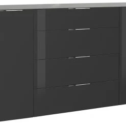 Sideboard - Riviera Eiche - anthrazit - Glasfronten - 180 cm