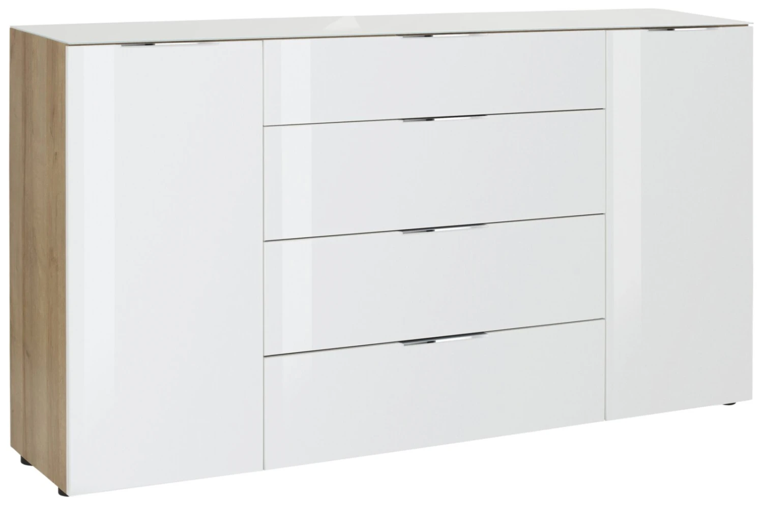 Sideboard - Riviera Eiche - weiß - Glasfronten - 180 cm 1 Sideboard - Riviera Eiche - weiß - Glasfronten - 180 cm