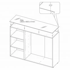 Sideboard - weiß - anthrazit - Glasfronten - 135 cm 5 Sideboard - weiß - anthrazit - Glasfronten - 135 cm -Esszimmer Verkaufsgeschäft 9004047400 03 1600Wx1600H