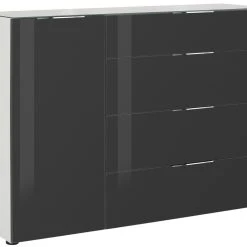 Sideboard - weiß - anthrazit - Glasfronten - 135 cm