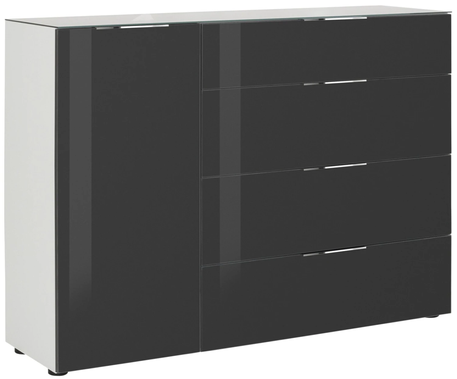 Sideboard - weiß - anthrazit - Glasfronten - 135 cm 1 Sideboard - weiß - anthrazit - Glasfronten - 135 cm