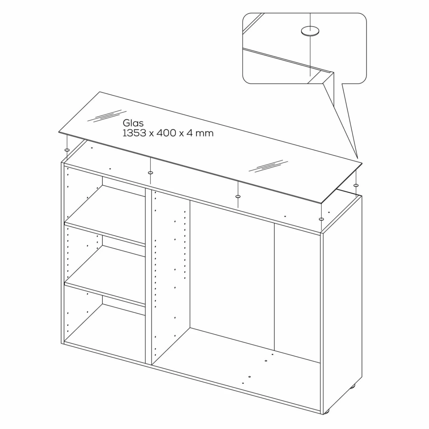 Sideboard - anthrazit - weiß - Glasfronten - 135 cm 3 Sideboard - anthrazit - weiß - Glasfronten - 135 cm – Bild 3