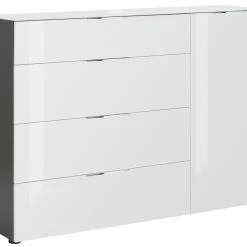 Sideboard - anthrazit - weiß - Glasfronten - 135 cm