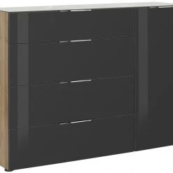 Sideboard - Riviera Eiche - anthrazit - Glasfronten - 135 cm
