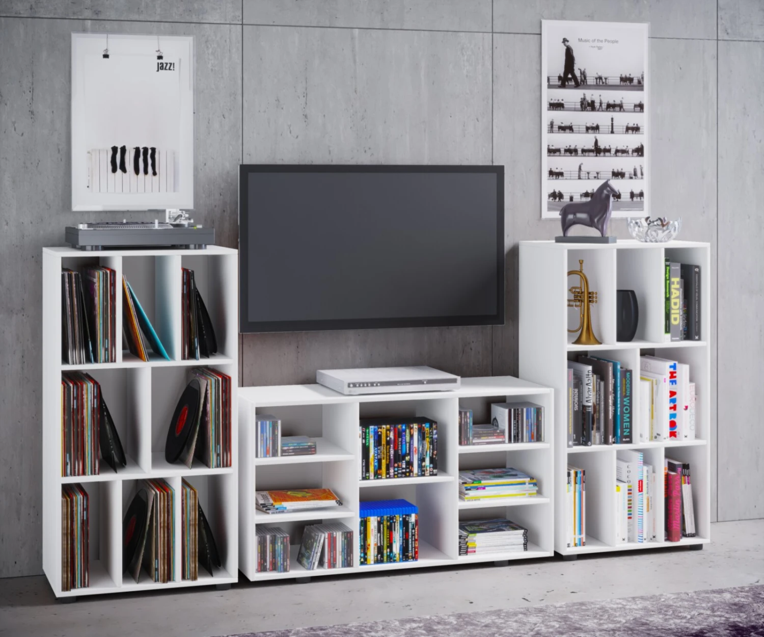 Schallplattenregal SCHALTINO - weiß - 60x115 cm 4 Schallplattenregal SCHALTINO - weiß - 60x115 cm – Bild 4