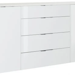 Sideboard - weiß-weißglas - 2-türig - 180 cm breit