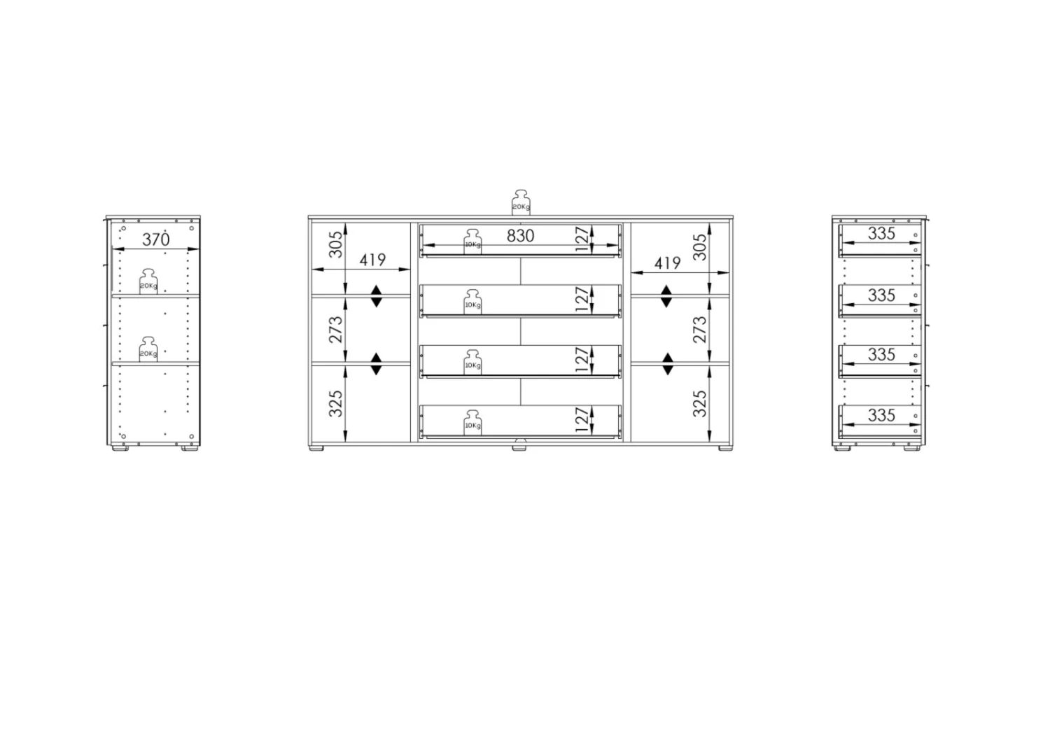 Sideboard - weiß-seidengrau matt - 2-türig 4 Sideboard - weiß-seidengrau matt - 2-türig – Bild 4