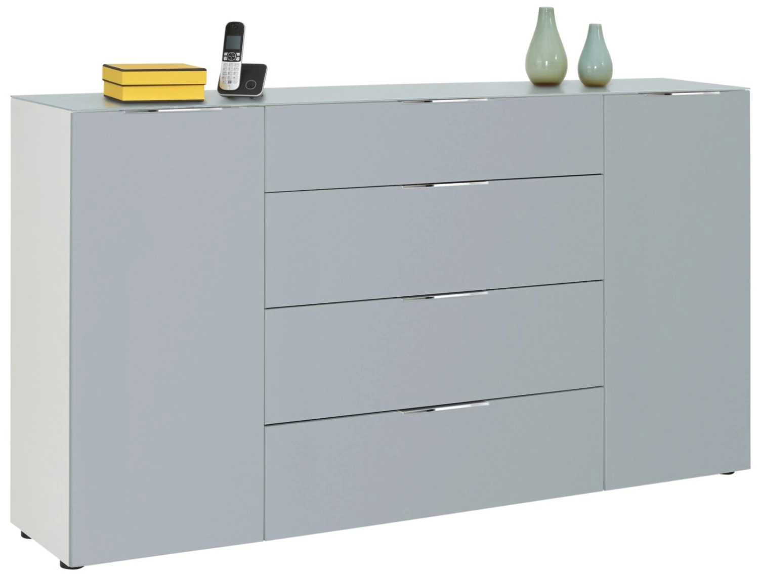 Sideboard - weiß-seidengrau matt - 2-türig 1 Sideboard - weiß-seidengrau matt - 2-türig