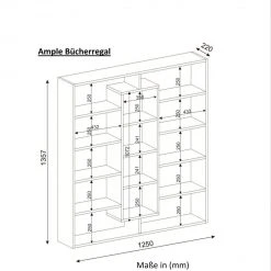 Bücherregal - schwarz-weiß - 135,7 cm hoch -Esszimmer Verkaufsgeschäft 9004317700 04 1600Wx1600H