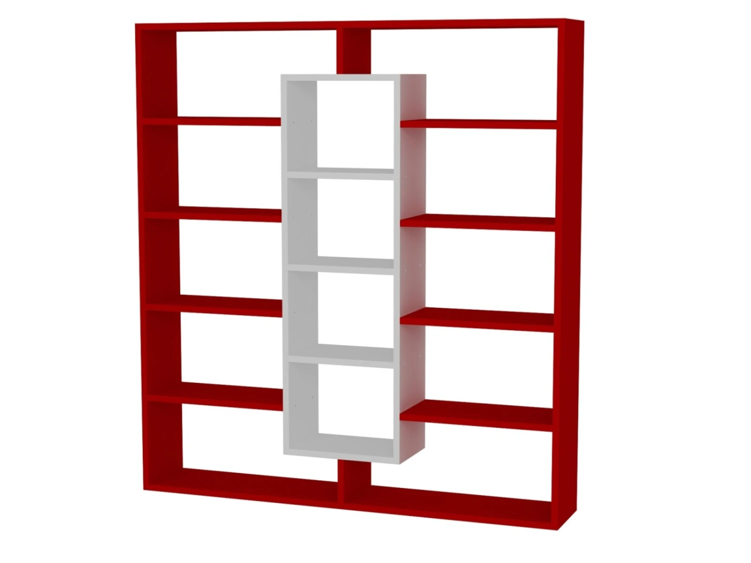 Bücherregal - rot - weiß - 135,7 cm hoch 1 Bücherregal - rot - weiß - 135,7 cm hoch