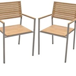 4er-Set Stapelstuhl DENVER - Teak massiv - stapelbar