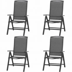 4er-Set Klappsessel LIVORNO - anthrazit - Aluminium