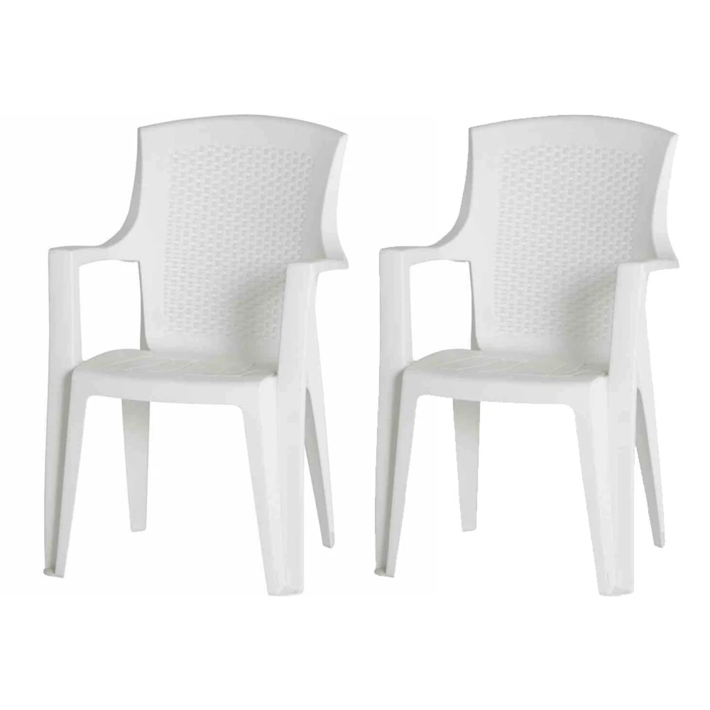 2-teiliges Set Stapelsessel Eden - weiß - Kunststoff 1 2-teiliges Set Stapelsessel Eden - weiß - Kunststoff