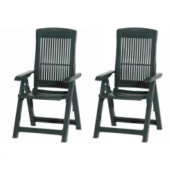 2-teiliges Klappsessel TAMPA - grün - Kunststoff