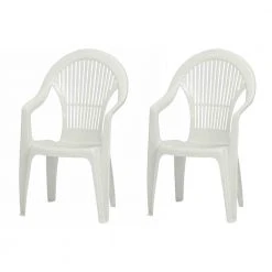 2er-Set Gartentisch VEGA - weiß - Kunststoff - stapelbar