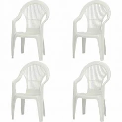 4er-Set Gartentisch VEGA - weiß - Kunststoff - stapelbar