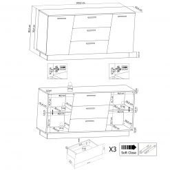 Sideboard MEDIA - weiß Hochglanz - 180 cm -Esszimmer Verkaufsgeschäft 9004471800 04 1600Wx1600H