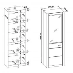 Hochvitrine HARTFORD - Wildeiche-Asteiche - 64 cm breit -Esszimmer Verkaufsgeschäft 9004472100 04 1600Wx1600H