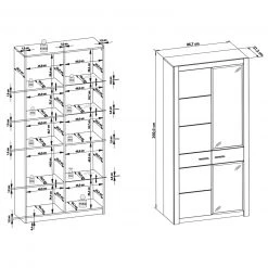 Hochvitrine HARTFORD - Wildeiche-Asteiche - 95,7 cm breit -Esszimmer Verkaufsgeschäft 9004472300 04 1600Wx1600H