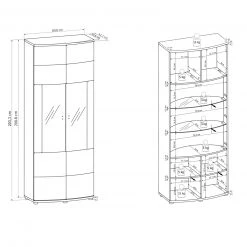 Vitrine GATE - weiß Hochglanz - anthrazit - 203 cm 7 Vitrine GATE - weiß Hochglanz - anthrazit - 203 cm -Esszimmer Verkaufsgeschäft 9004473000 04 1600Wx1600H