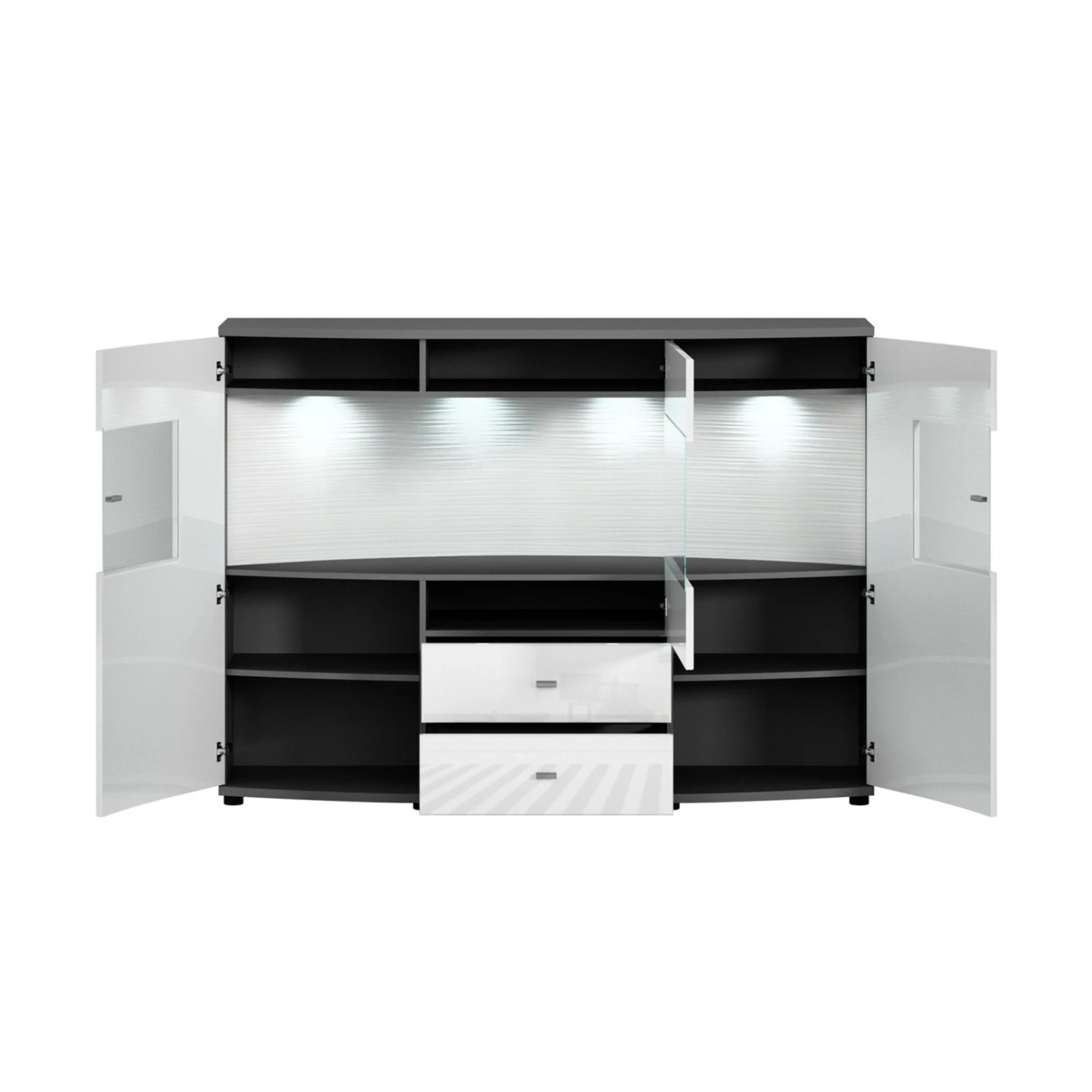 Highboard GATE - weiß Hochglanz - anthrazit - 160 cm 3 Highboard GATE - weiß Hochglanz - anthrazit - 160 cm – Bild 3