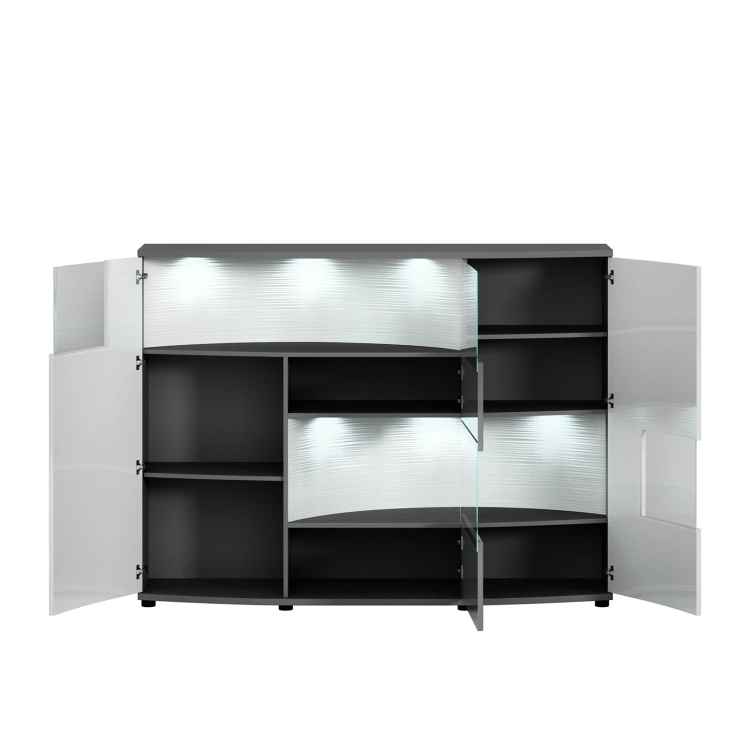 Highboard GATE - weiß Hochglanz - anthrazit - 160 cm breit 3 Highboard GATE - weiß Hochglanz - anthrazit - 160 cm breit – Bild 3