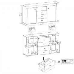 Sideboard GAUDI 084-01 - Hochglanz Schwarz - 160 cm breit 7 Sideboard GAUDI 084-01 - Hochglanz Schwarz - 160 cm breit -Esszimmer Verkaufsgeschäft 9004473600 04 1600Wx1600H