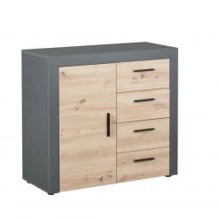 Kommode CORBETO - anthrazit - Eiche Artisan - 94 cm