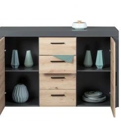 Sideboard CORBETO - anthrazit - Eiche Artisan - 134 cm 7 Sideboard CORBETO - anthrazit - Eiche Artisan - 134 cm -Esszimmer Verkaufsgeschäft 9004830100 03 1600Wx1600H