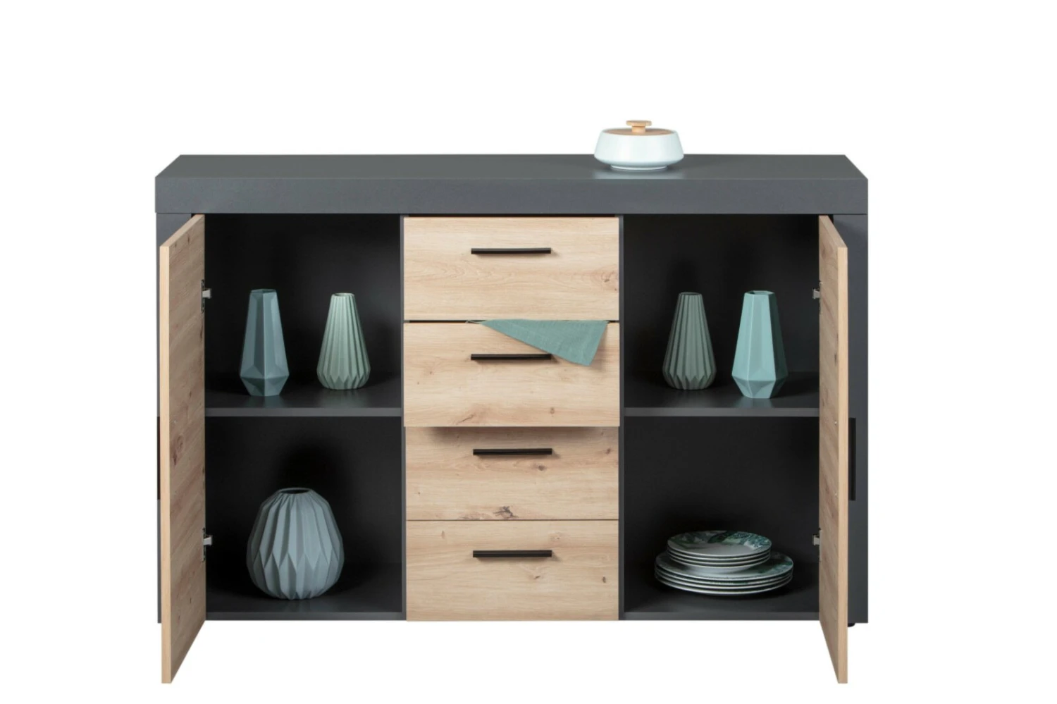 Sideboard CORBETO - anthrazit - Eiche Artisan - 134 cm 3 Sideboard CORBETO - anthrazit - Eiche Artisan - 134 cm – Bild 3