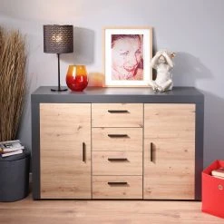 Sideboard CORBETO - anthrazit - Eiche Artisan - 134 cm 9 Sideboard CORBETO - anthrazit - Eiche Artisan - 134 cm -Esszimmer Verkaufsgeschäft 9004830100 05 1600Wx1600H