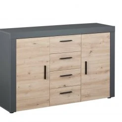 Sideboard CORBETO - anthrazit - Eiche Artisan - 134 cm