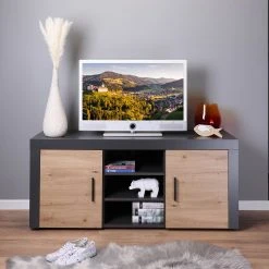 TV-Lowboard CORBETO - anthrazit - Artisan Eiche - 134 cm -Esszimmer Verkaufsgeschäft 9004830200 05 1600Wx1600H